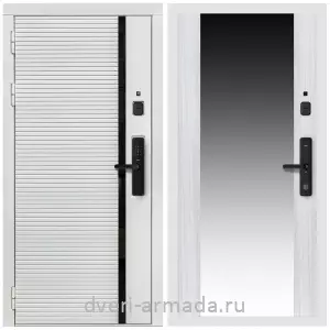 Входные двери со вставками, Умная входная смарт-дверь Армада Каскад WHITE МДФ 10 мм Kaadas S500 / МДФ 16 мм СБ-16 Сандал белый