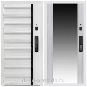 Входные двери с тремя петлями, Умная входная смарт-дверь Армада Каскад WHITE МДФ 10 мм Kaadas K9 / МДФ 16 мм СБ-16 Сандал белый