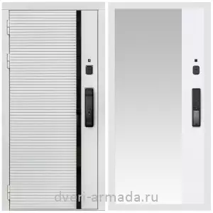 Правые входные двери, Умная входная смарт-дверь Армада Каскад WHITE МДФ 10 мм Kaadas K9 / МДФ 16 мм ФЛЗ-Панорама-1, Белый матовый