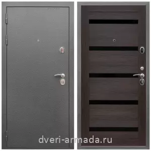 Входные двери с тремя петлями, Дверь входная Армада Оптима Антик серебро / МДФ 16 мм СБ-14 Эковенге стекло черное