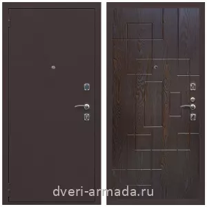 Входные двери МДФ для офиса, Дверь входная Армада Комфорт Антик медь / МДФ 16 мм ФЛ-57 Дуб шоколад