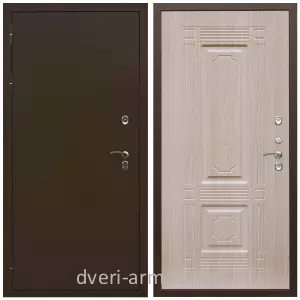 Входные двери толщиной 1.2 мм, Дверь входная уличная в дом Армада Термо Молоток коричневый/ МДФ 6 мм ФЛ-2 Дуб белёный для дачи на заказ двухконтурная