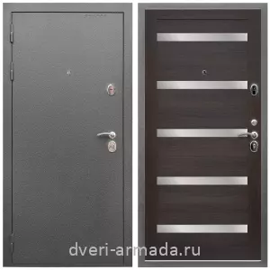 Входные двери с тремя петлями, Дверь входная Армада Оптима Антик серебро / МДФ 16 мм СБ-14 Эковенге стекло белое