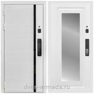 Входные двери с тремя петлями, Умная входная смарт-дверь Армада Каскад WHITE МДФ 10 мм Kaadas K9 / МДФ 16 мм ФЛЗ-120 Ясень белый
