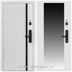 МДФ с зеркалом, Умная входная смарт-дверь Армада Каскад WHITE МДФ 10 мм Kaadas S500 / МДФ 16 мм СБ-16 Белый матовый