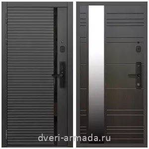 Входные двери со вставками, Умная входная смарт-дверь Армада Каскад BLACK МДФ 10 мм Kaadas S500 / МДФ 16 мм ФЛЗ-Сити Венге