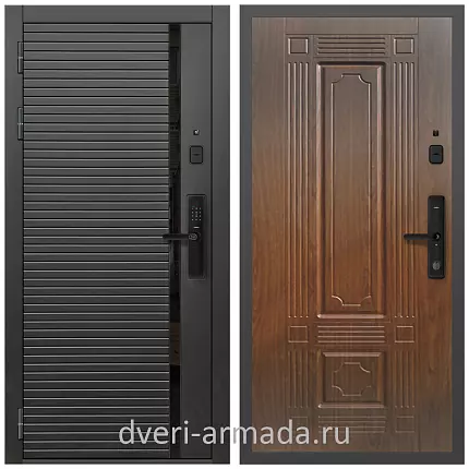 Умная входная смарт-дверь Армада Каскад BLACK МДФ 10 мм Kaadas S500  / МДФ 16 мм ФЛ-2 Мореная береза